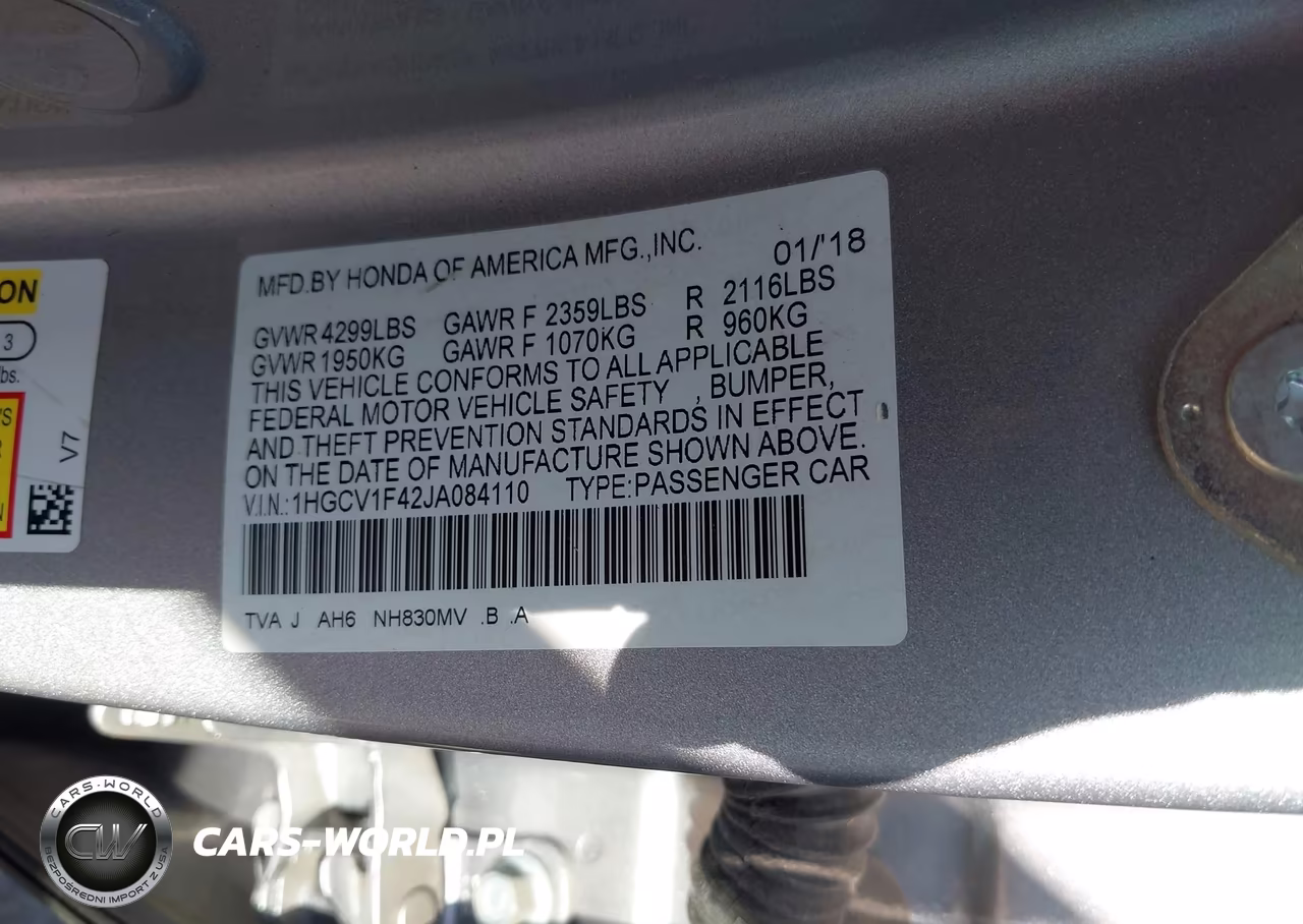 2018 Honda Accord Ex VIN:1HGCV1F42JA084110 - 9