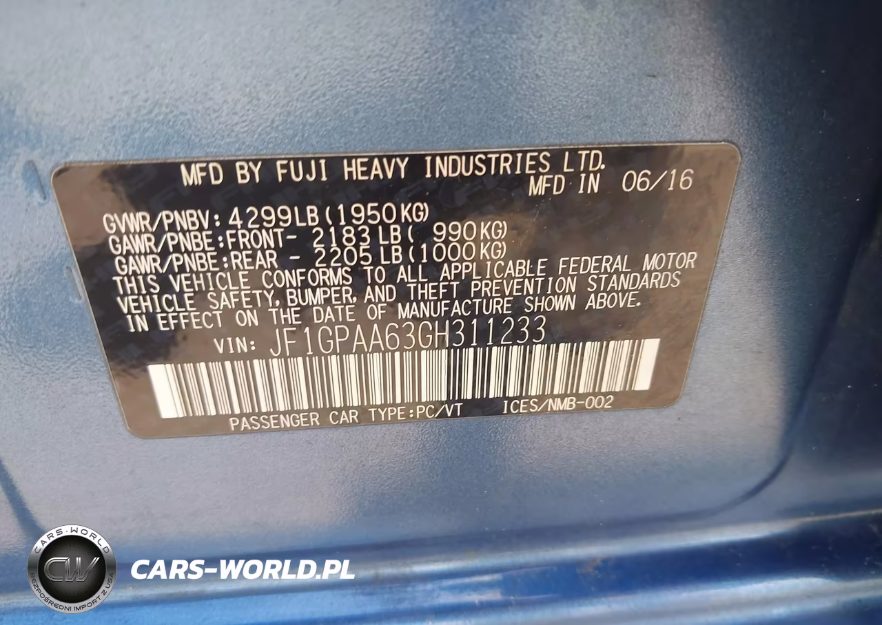 2016 Subaru Impreza 2.0I VIN:JF1GPAA63GH311233 - 9