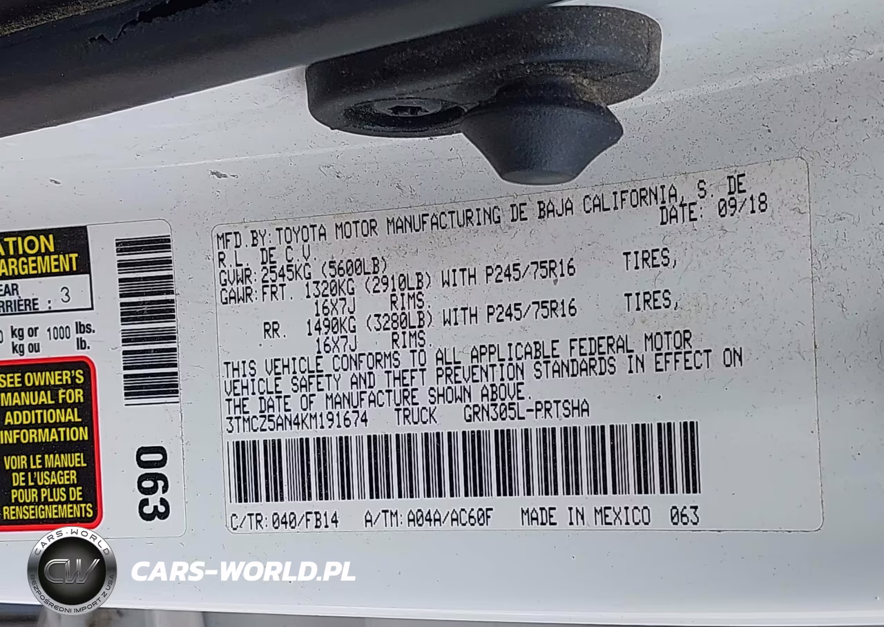 2019 Toyota Tacoma Sr V6 VIN:3TMCZ5AN4KM191674 - 9