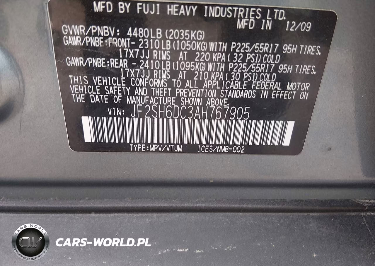 2010 Subaru Forester 2.5X Limited VIN:JF2SH6DC3AH767905 - 9