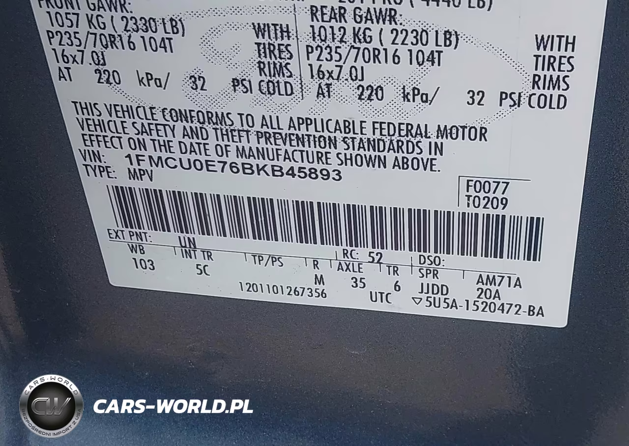 2011 Ford Escape Limited VIN:1FMCU0E76BKB45893 - 9