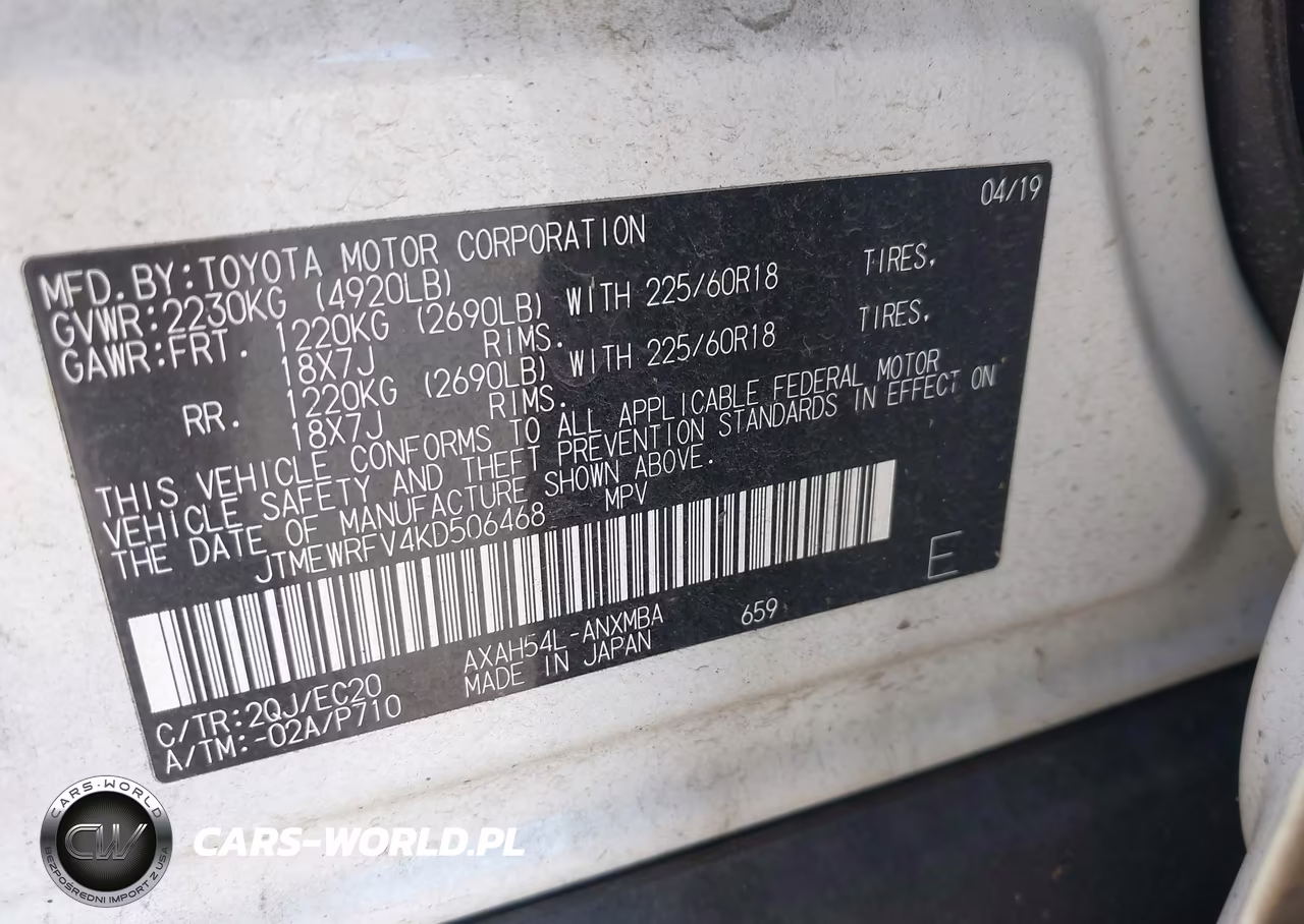 2019 Toyota Rav4 Hybrid Xse VIN:JTMEWRFV4KD506468 - 9