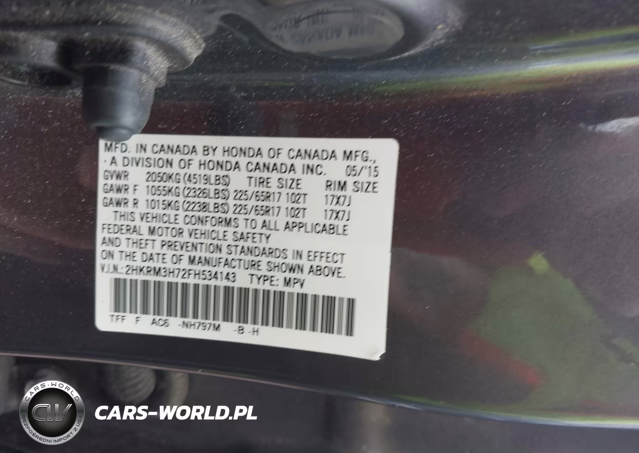 2015 Honda Cr-V Ex-L VIN:2HKRM3H72FH534143 - 8