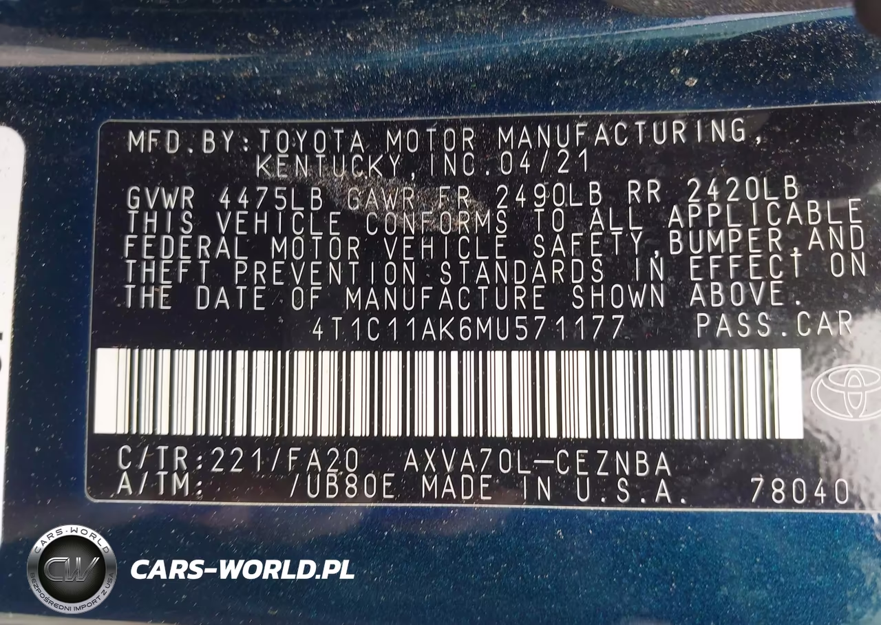 2021 Toyota Camry Le VIN:4T1C11AK6MU571177 - 9