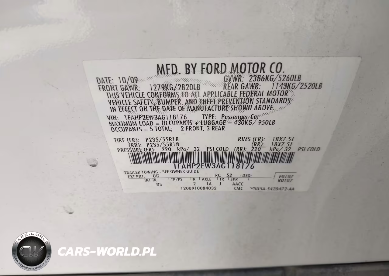 2010 Ford Taurus Sel VIN:1FAHP2EW3AG118176 - 9