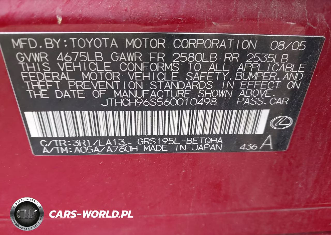 2006 Lexus Gs 300 VIN:JTHCH96S560010498 - 9