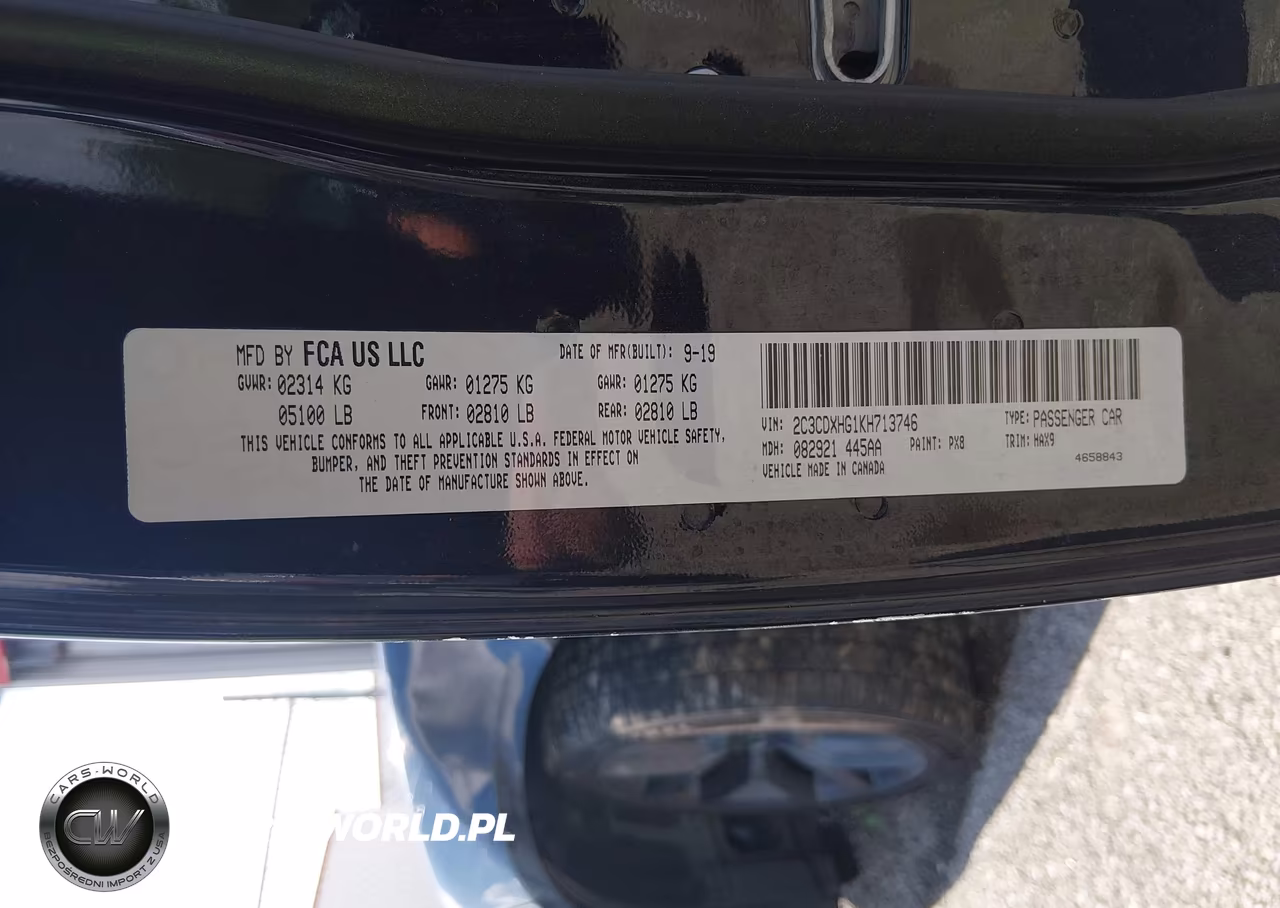 2019 Dodge Charger Gt Rwd VIN:2C3CDXHG1KH713746 - 9