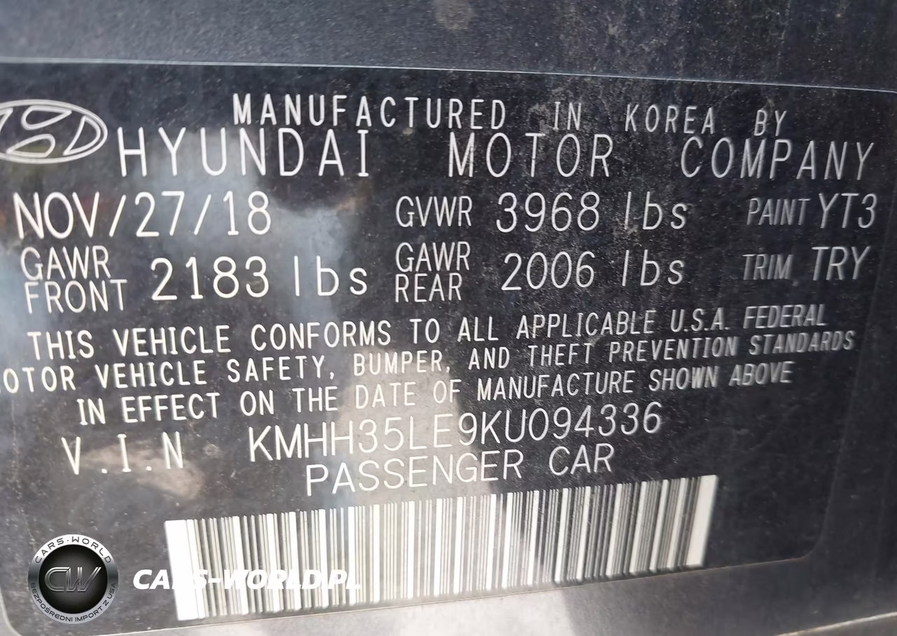 2019 Hyundai Elantra Gt VIN:KMHH35LE9KU094336 - 9