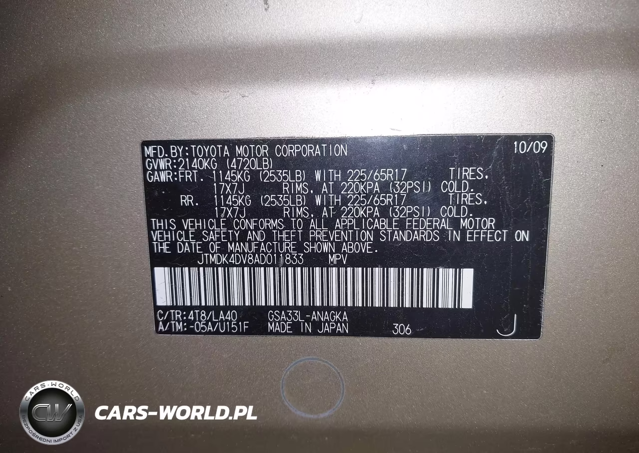 2010 Toyota Rav4 Limited V6 VIN:JTMDK4DV8AD011833 - 9