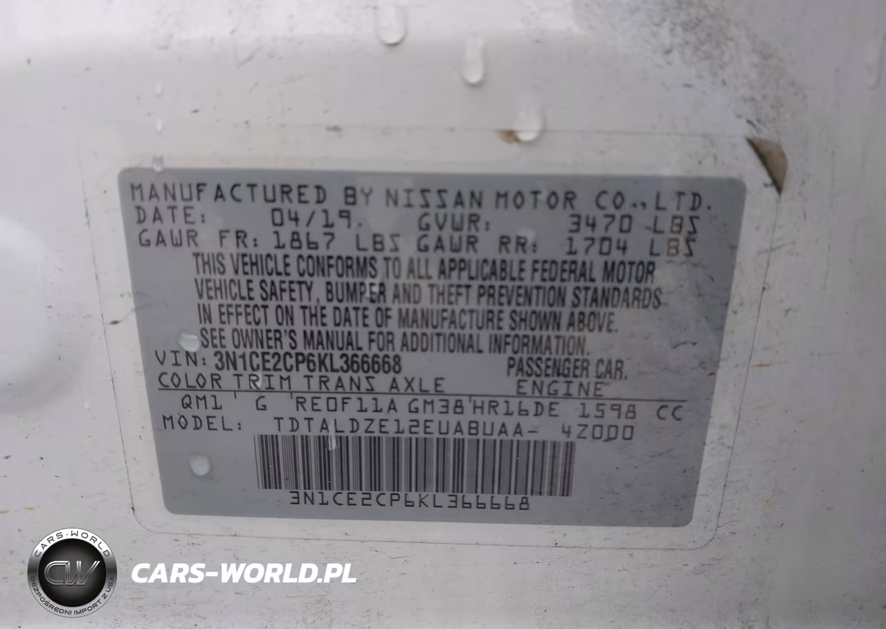 2019 Nissan Versa Note Sv VIN:3N1CE2CP6KL366668 - 9