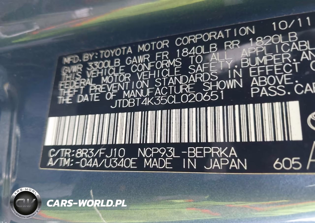 2012 Toyota Yaris VIN:JTDBT4K35CL020651 - 9