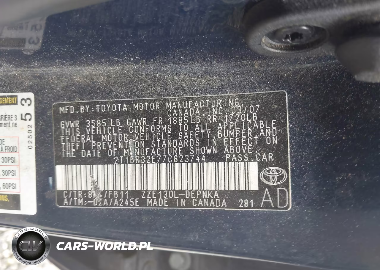 2007 Toyota Corolla Le VIN:2T1BR32E77C823744 - 9