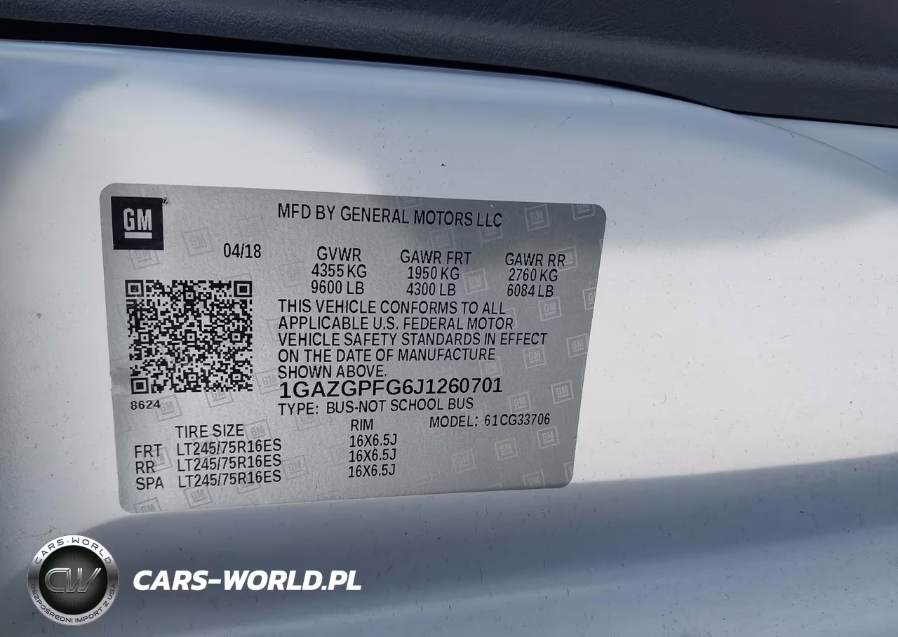 2018 Chevrolet Express 3500 Lt VIN:1GAZGPFG6J1260701 - 9