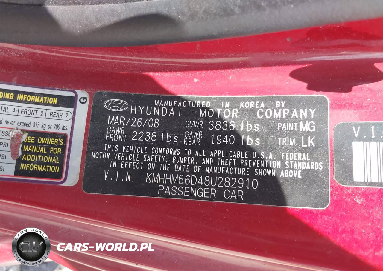 2008 Hyundai Tiburon Gs VIN:KMHHM66D48U282910 - 9
