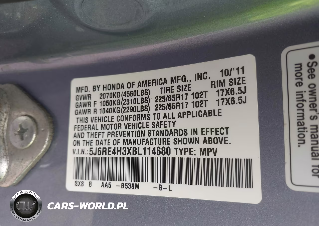 2011 Honda Cr-V Lx VIN:5J6RE4H3XBL114680 - 9