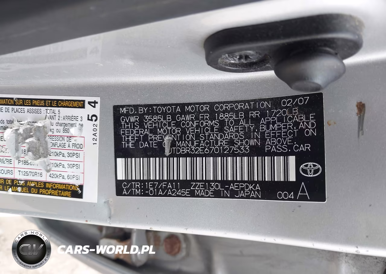 2007 Toyota Corolla Ce VIN:JTDBR32E670127533 - 9