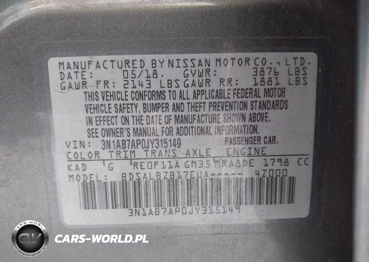 2018 Nissan Sentra S VIN:3N1AB7AP0JY315149 - 9