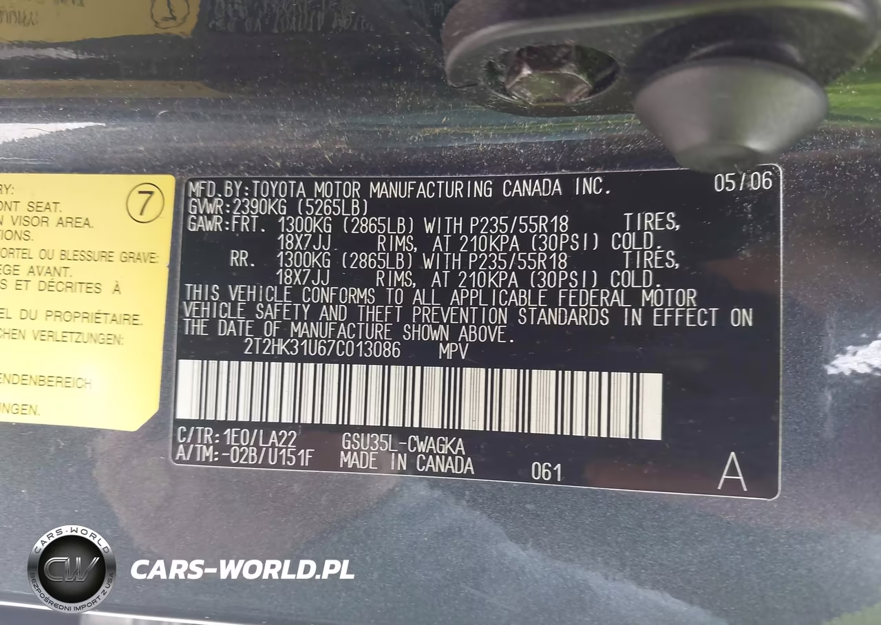 2007 Lexus Rx 350 VIN:2T2HK31U67C013086 - 9