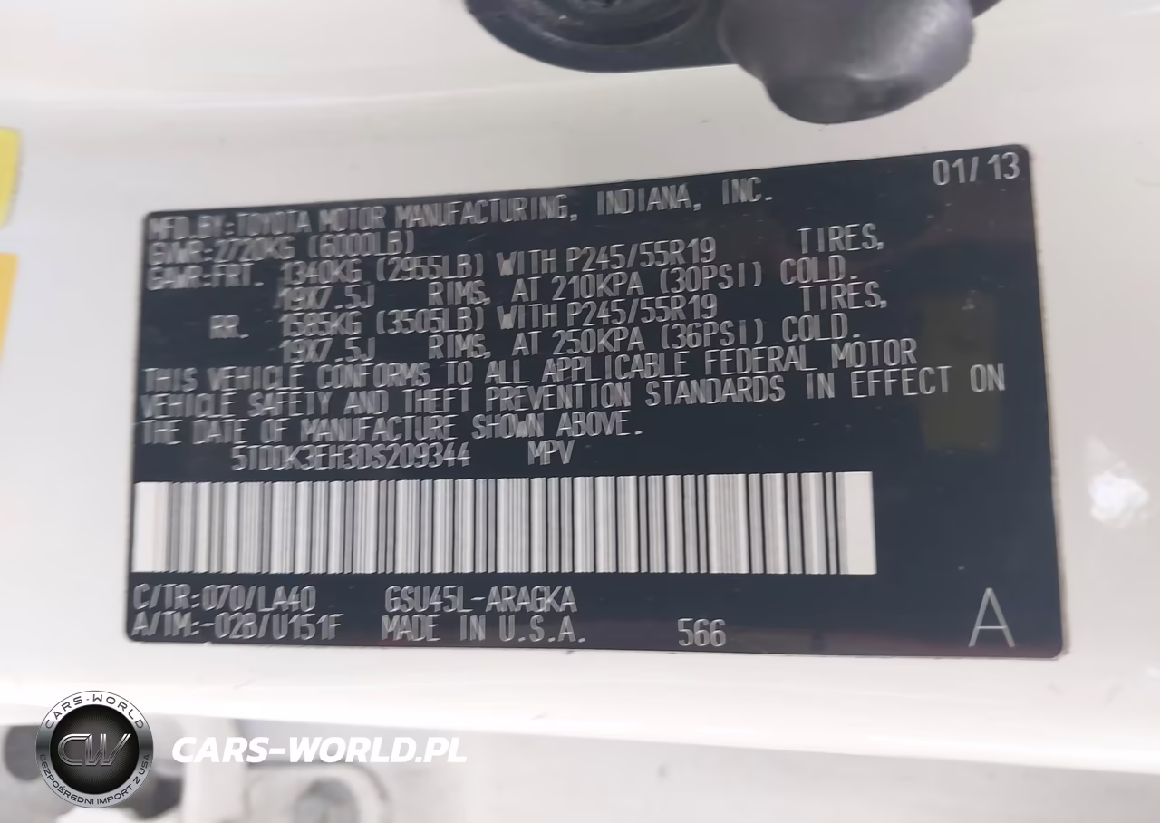 2013 Toyota Highlander Limited V6 VIN:5TDDK3EH3DS209344 - 9