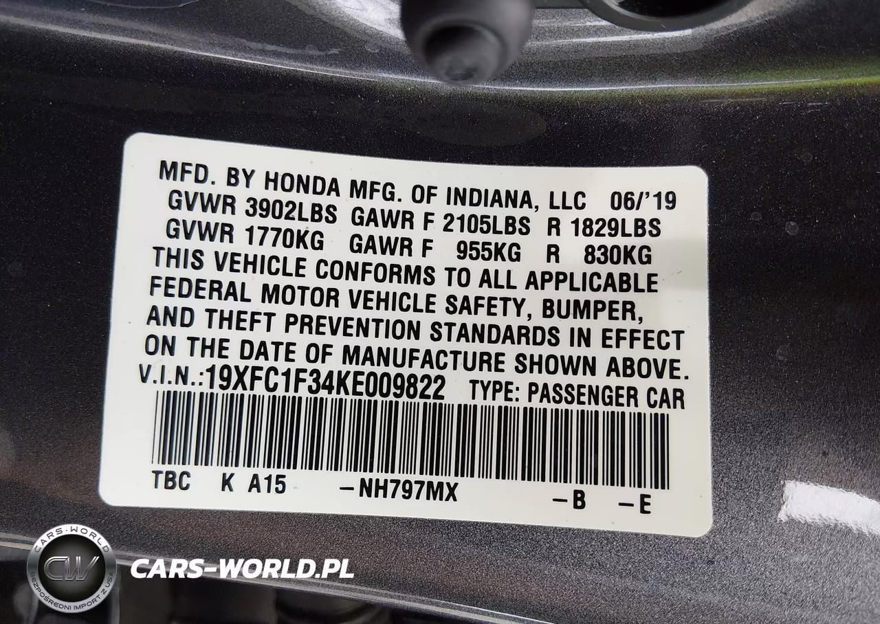 2019 Honda Civic Ex VIN:19XFC1F34KE009822 - 9