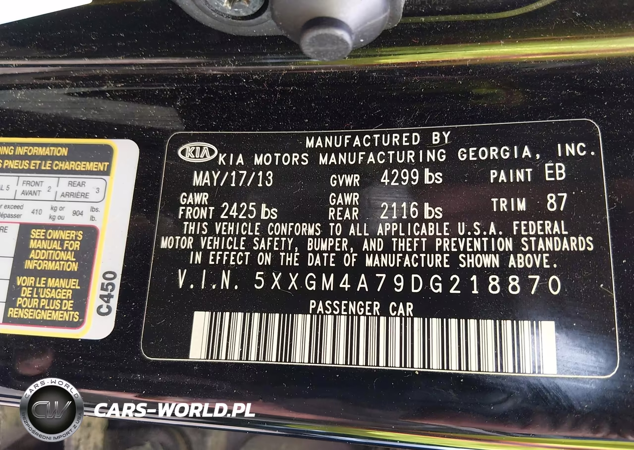 2013 Kia Optima Lx VIN:5XXGM4A79DG218870 - 9