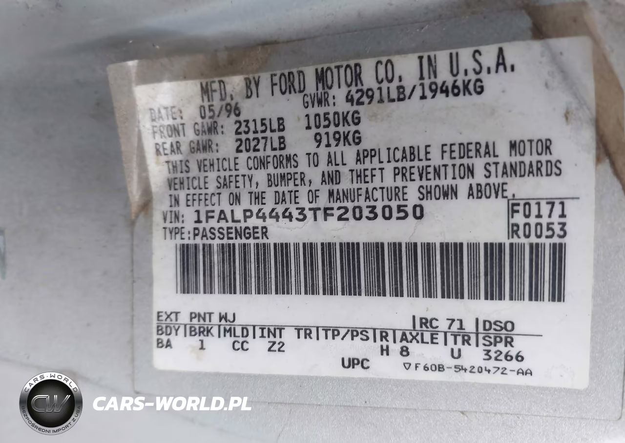 1996 Ford Mustang VIN:1FALP4443TF203050 - 9
