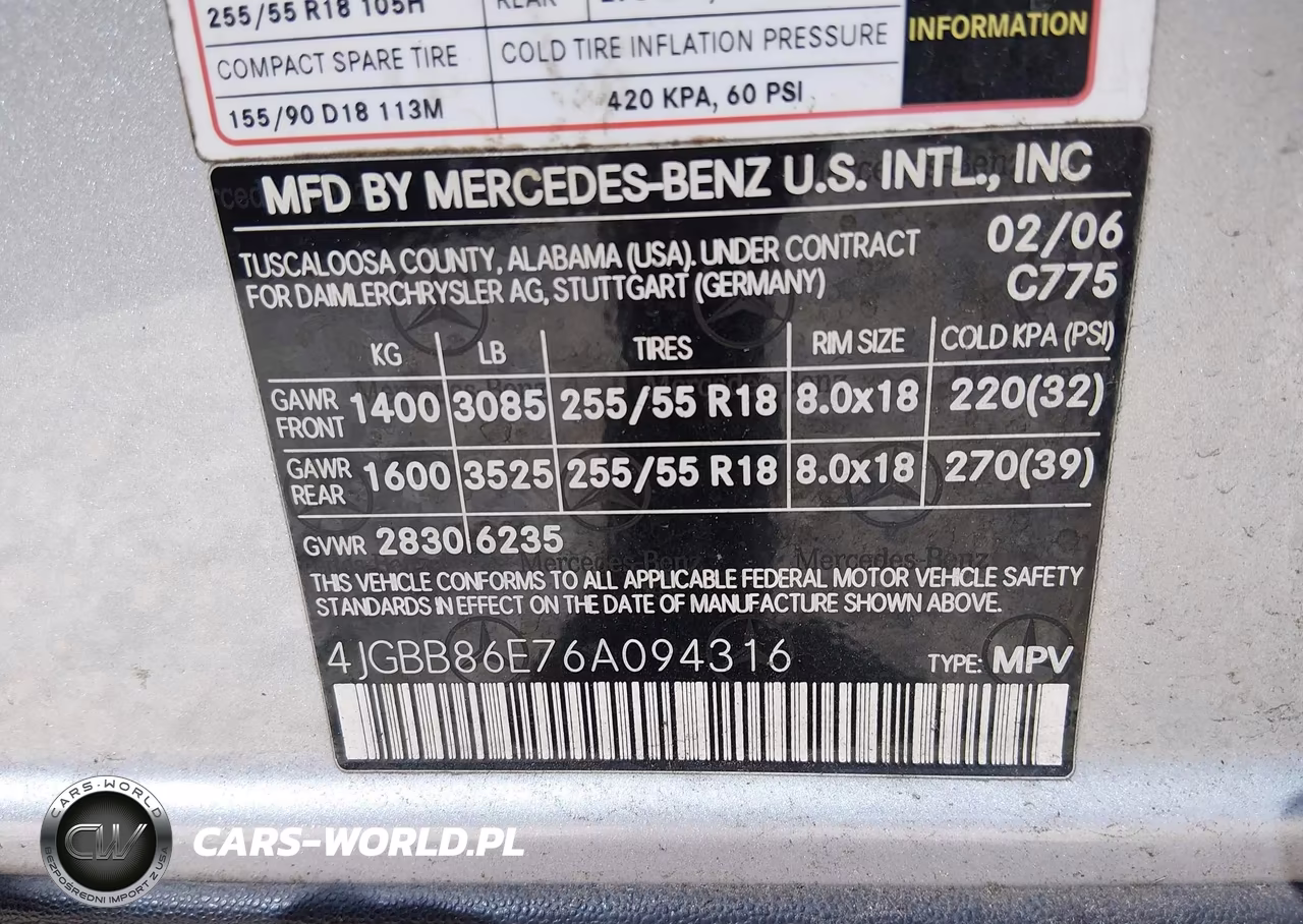 2006 Mercedes-Benz Ml 350 4Matic VIN:4JGBB86E76A094316 - 9