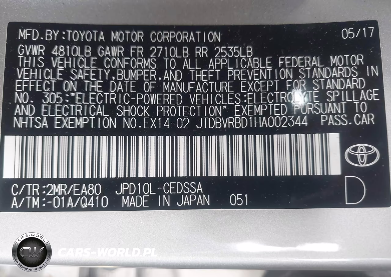 2017 Toyota Mirai VIN:JTDBVRBD1HA002344 - 9