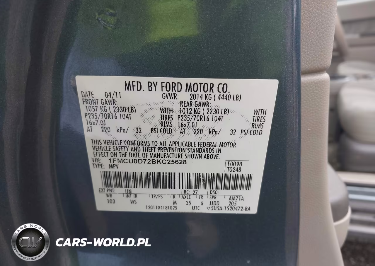 2011 Ford Escape Xlt VIN:1FMCU0D72BKC25628 - 9