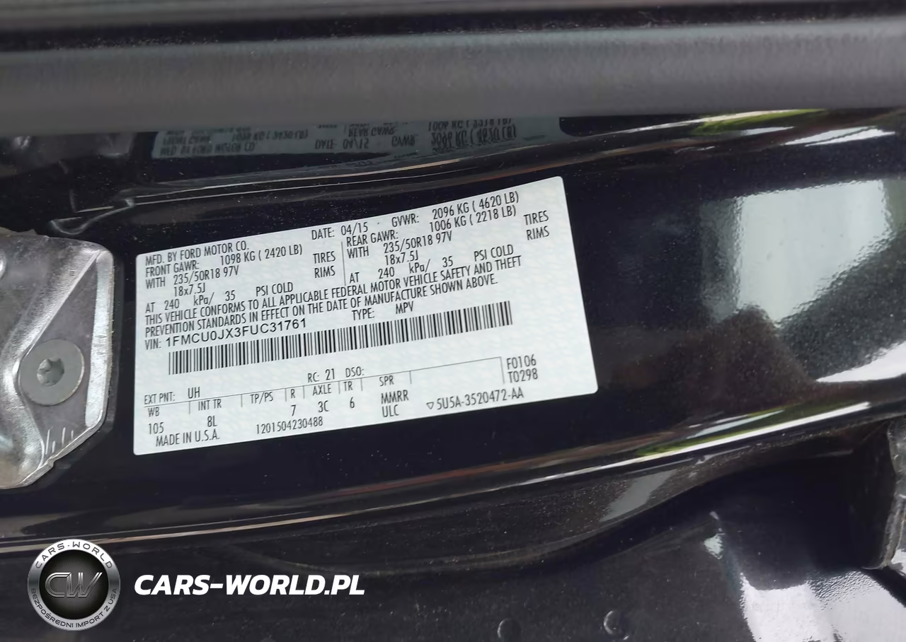 2015 Ford Escape Titanium VIN:1FMCU0JX3FUC31761 - 9