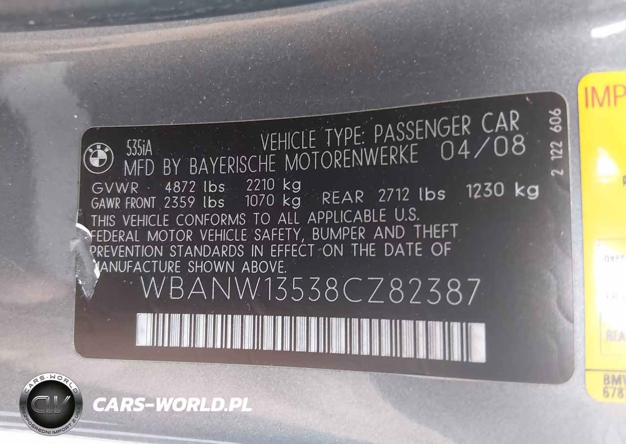 2008 BMW 535I VIN:WBANW13538CZ82387 - 9