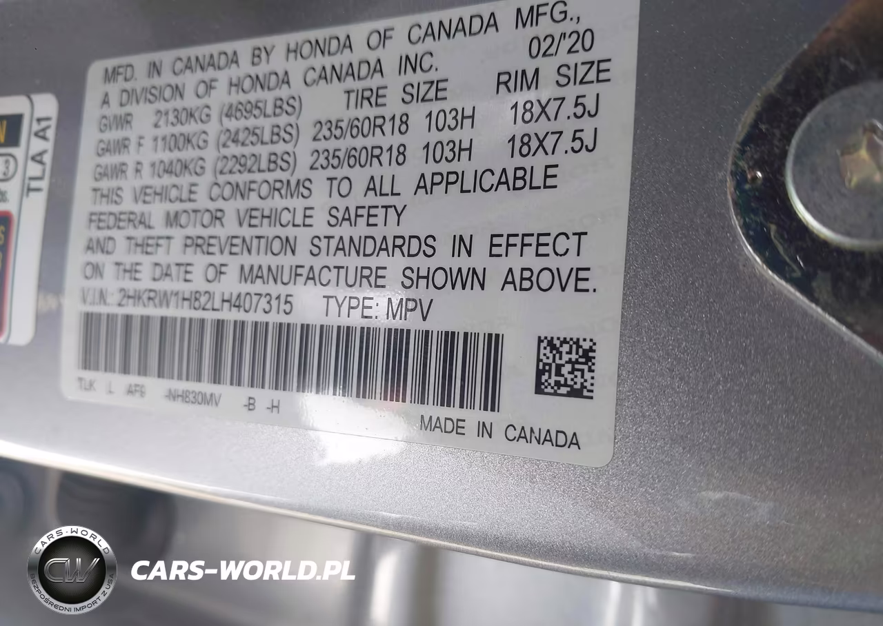 2020 Honda Cr-V 2Wd Ex-L VIN:2HKRW1H82LH407315 - 9