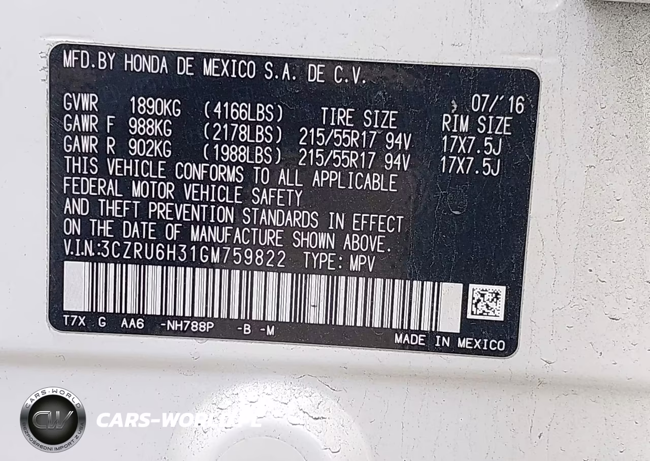 2016 Honda Hr-V Lx VIN:3CZRU6H31GM759822 - 9