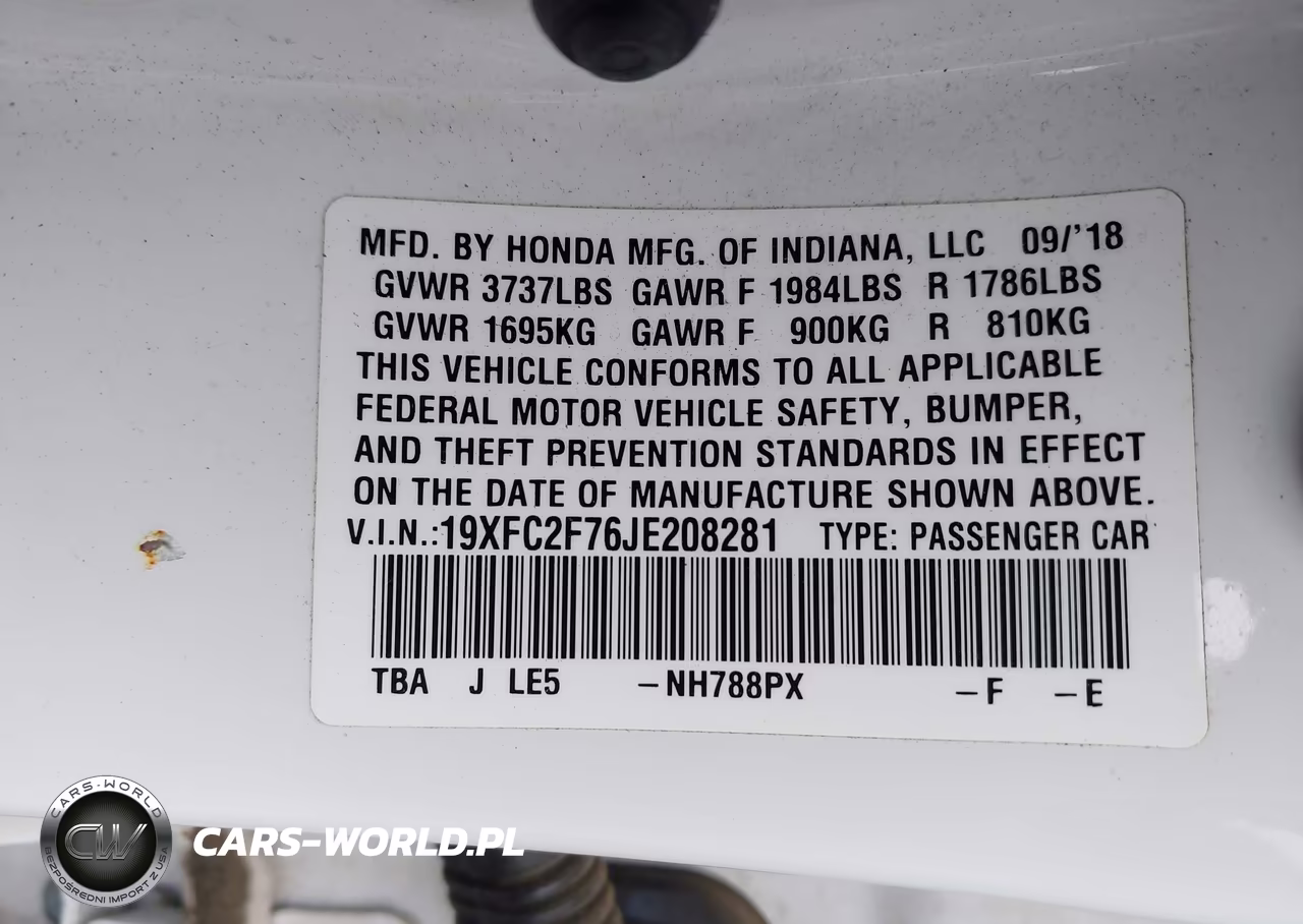 2018 Honda Civic Ex VIN:19XFC2F76JE208281 - 9