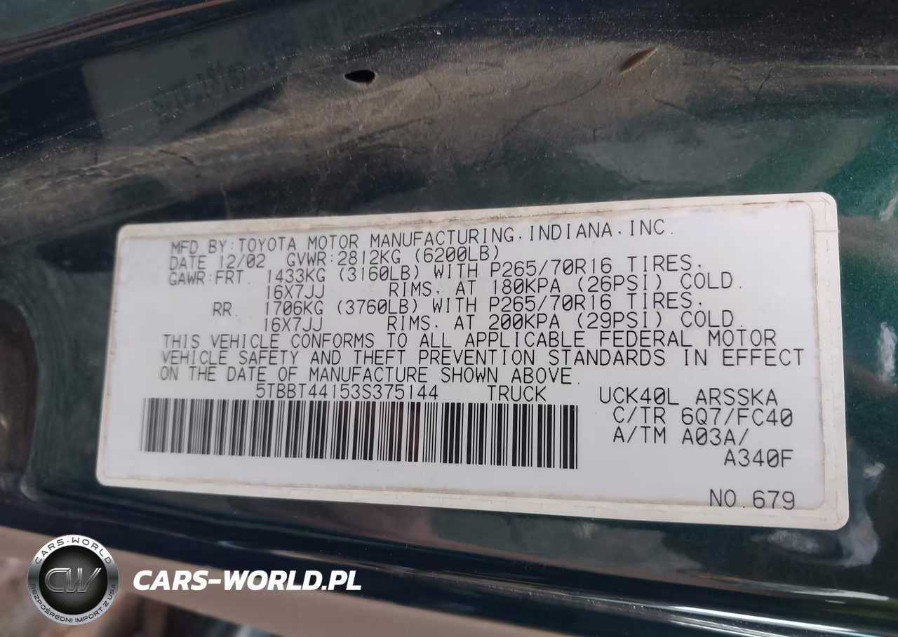 2003 Toyota Tundra Sr5 V8 VIN:5TBBT44153S375144 - 9