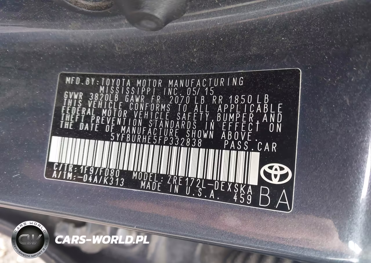 2015 Toyota Corolla S Plus VIN:5YFBURHE5FP332838 - 9
