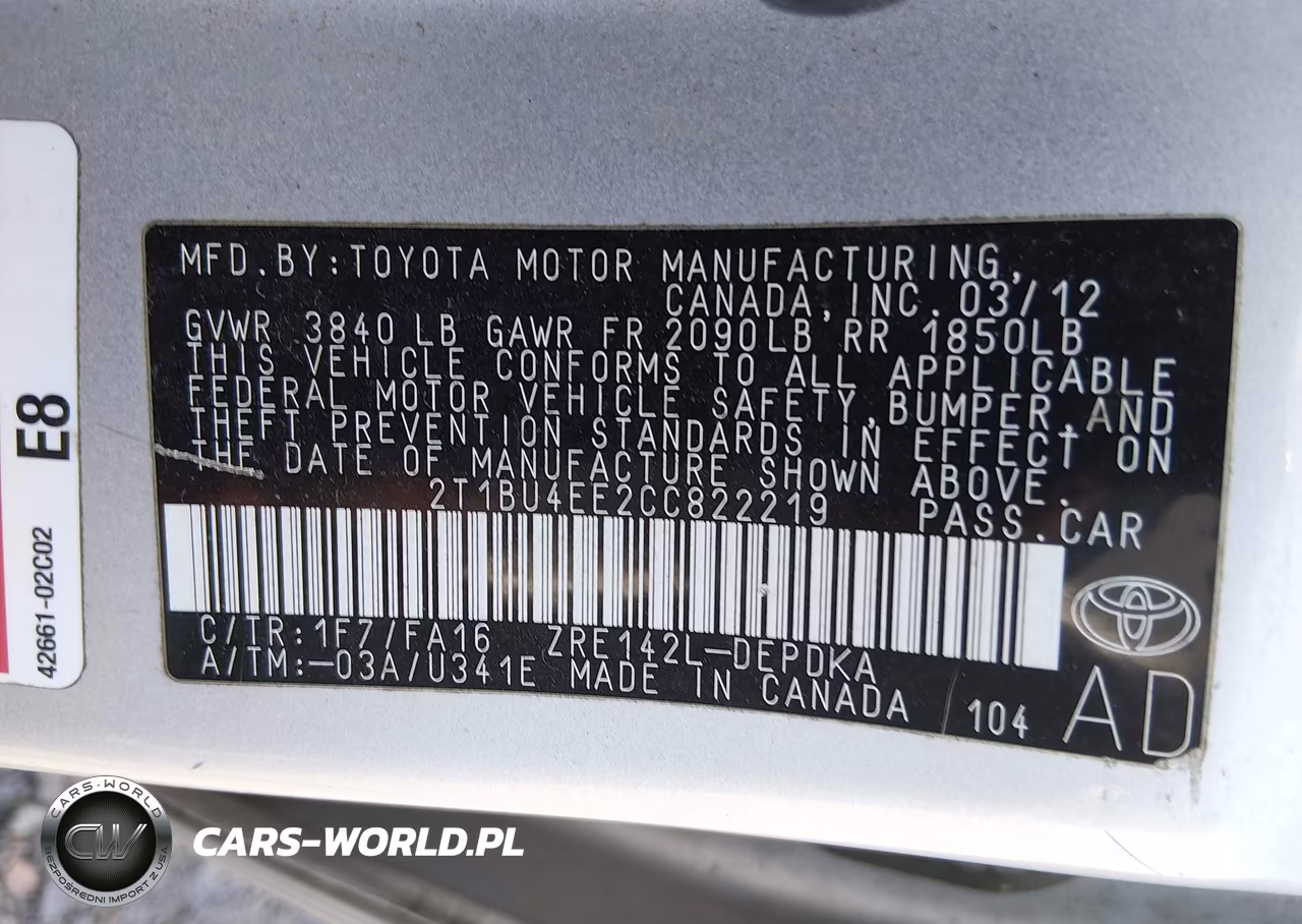 2012 Toyota Corolla L VIN:2T1BU4EE2CC822219 - 9