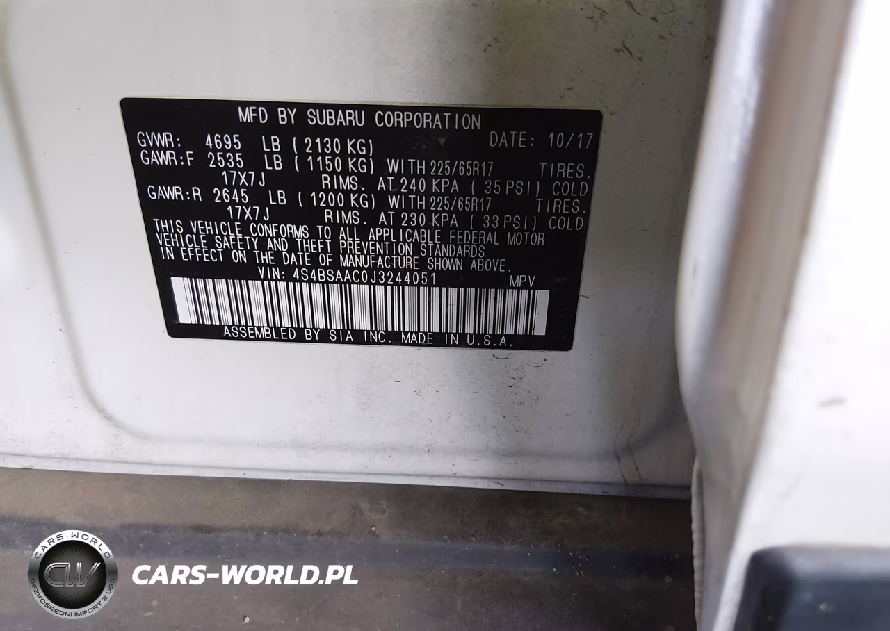 2018 Subaru Outback 2.5I VIN:4S4BSAAC0J3244051 - 9