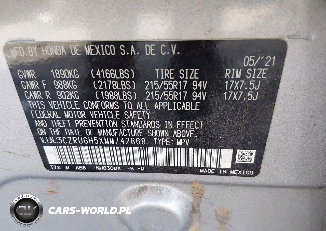 2021 Honda Hr-V Awd Ex VIN:3CZRU6H5XMM742868 - 9