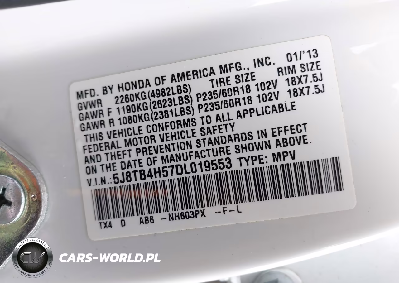 2013 Acura Rdx VIN:5J8TB4H57DL019553 - 9
