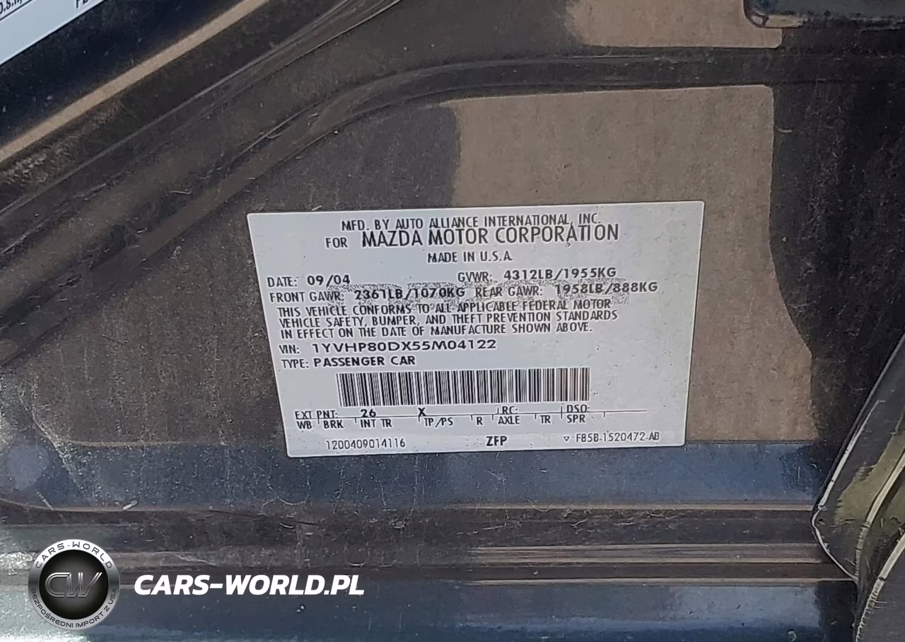 2005 Mazda Mazda6 S Grand Touring VIN:1YVHP80DX55M04122 - 9
