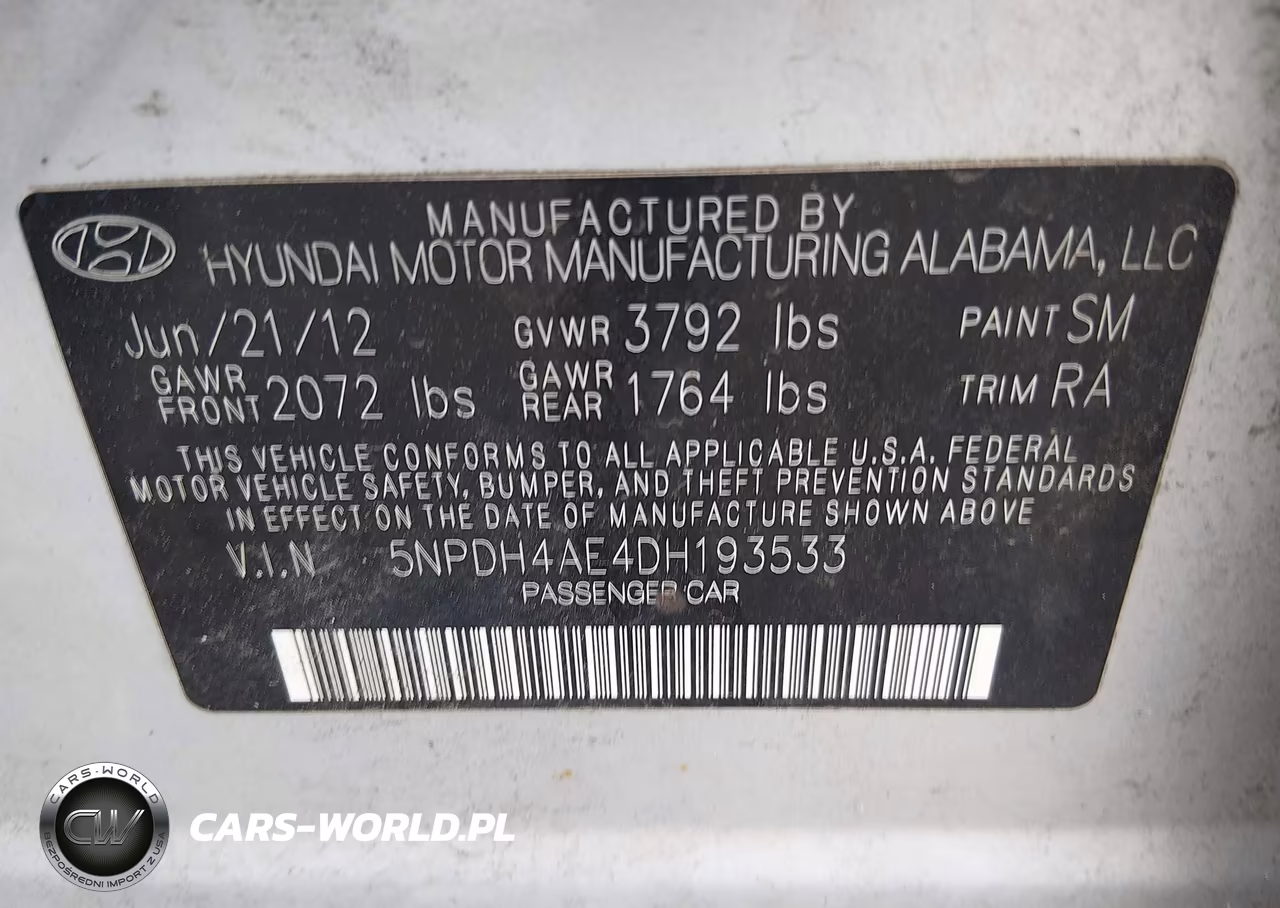 2013 Hyundai Elantra Gls VIN:5NPDH4AE4DH193533 - 9