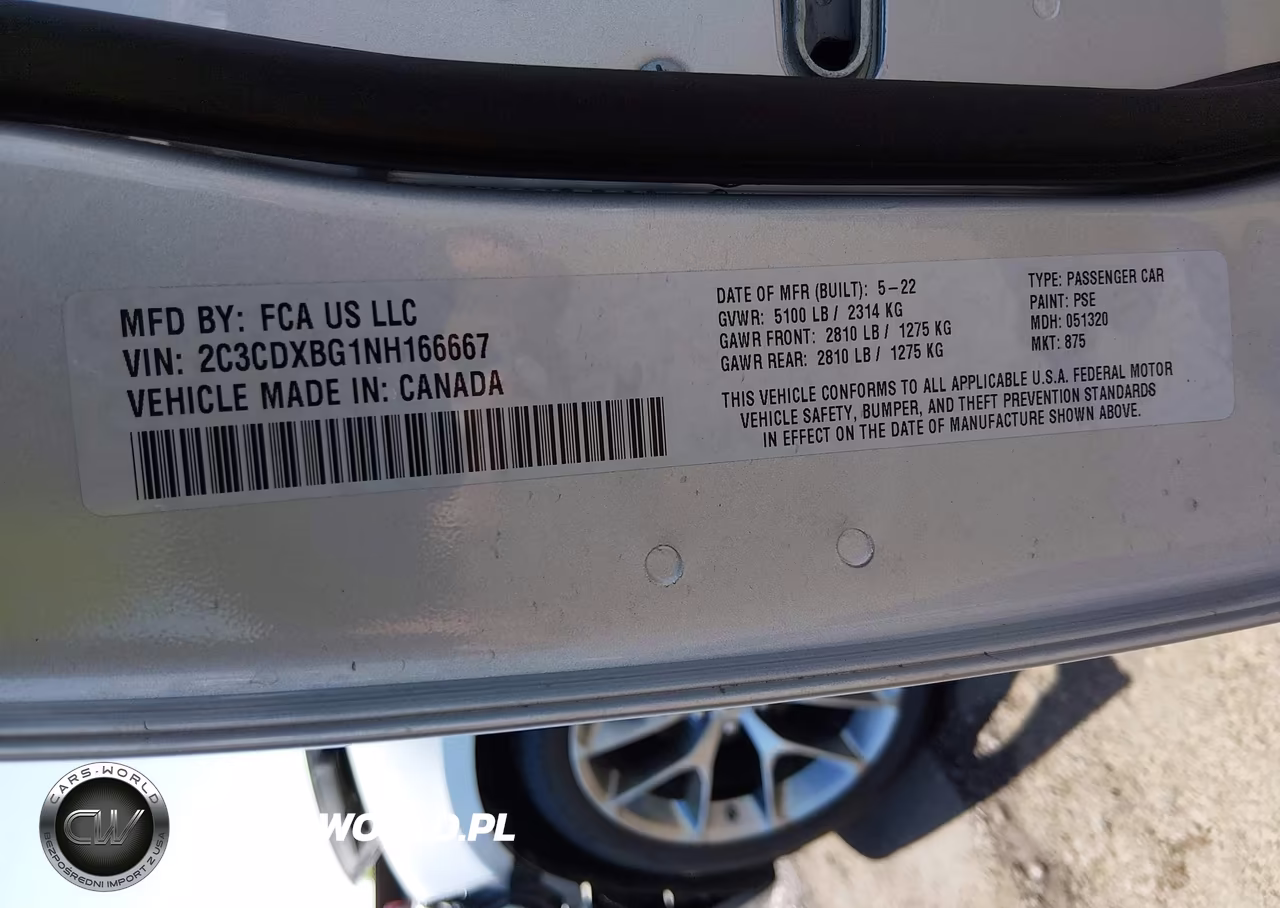2022 Dodge Charger Sxt Rwd VIN:2C3CDXBG1NH166667 - 9