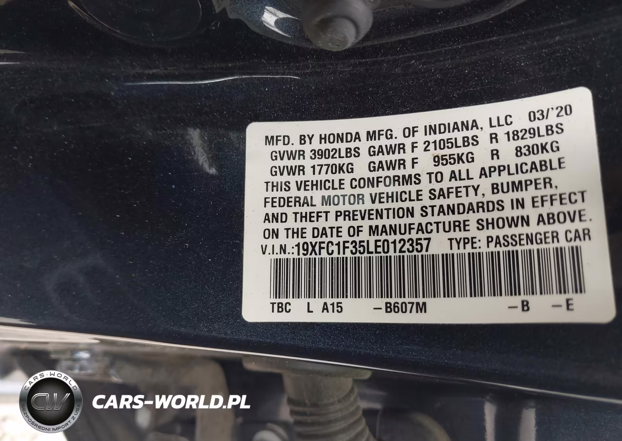 2020 Honda Civic Ex VIN:19XFC1F35LE012357 - 9