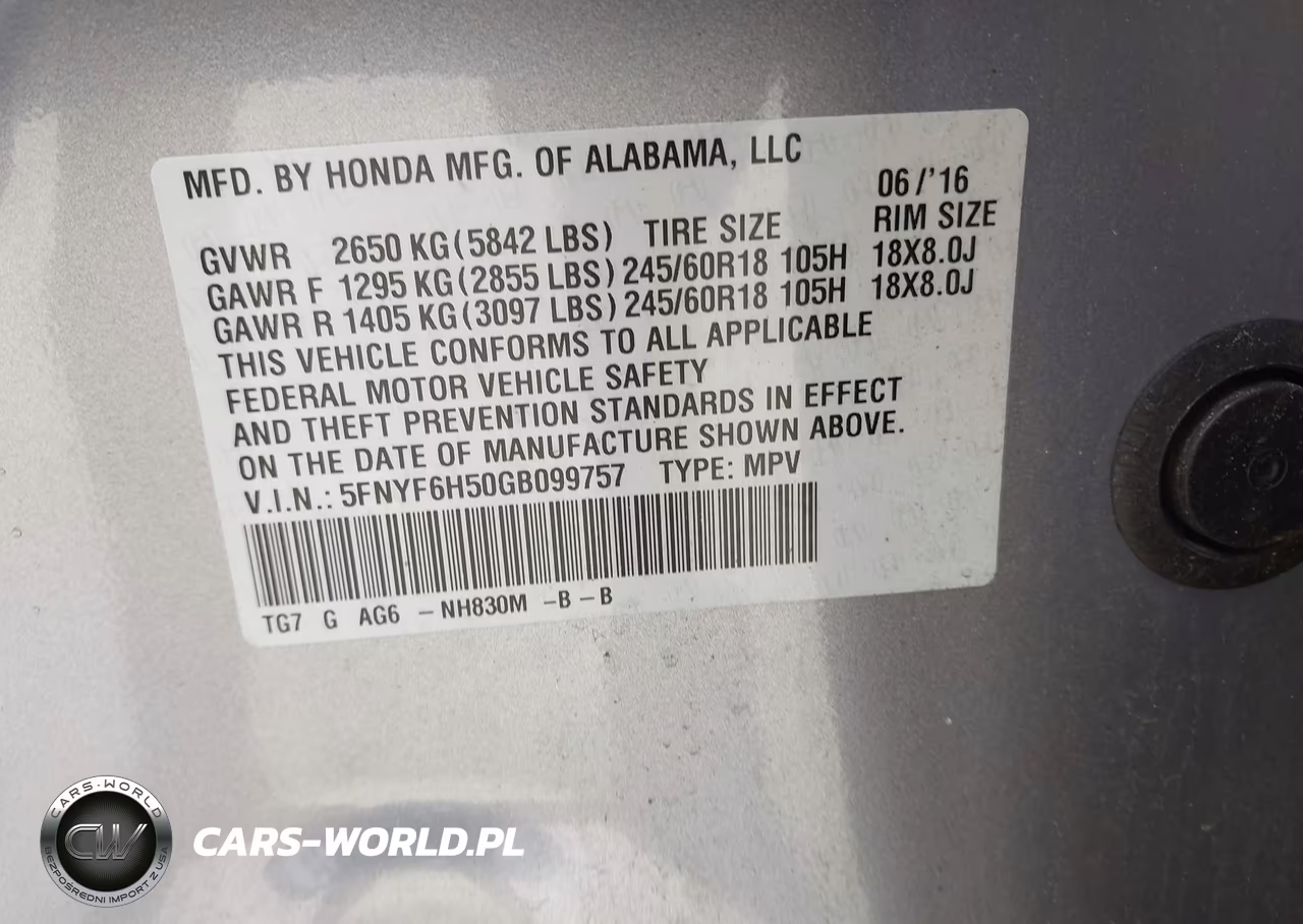2016 Honda Pilot Ex-L VIN:5FNYF6H50GB099757 - 9