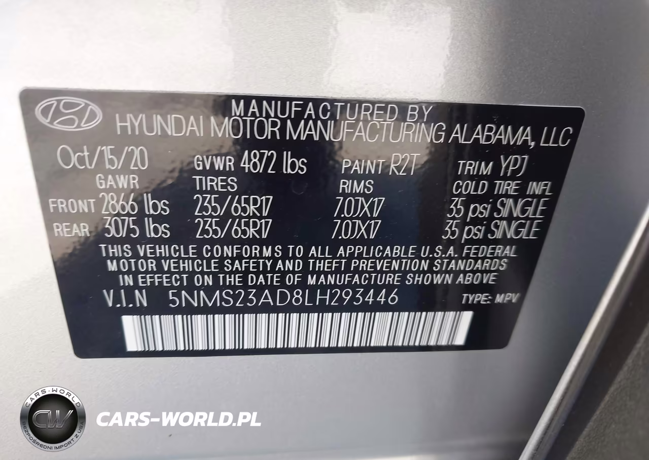 2020 Hyundai Santa Fe Se VIN:5NMS23AD8LH293446 - 9