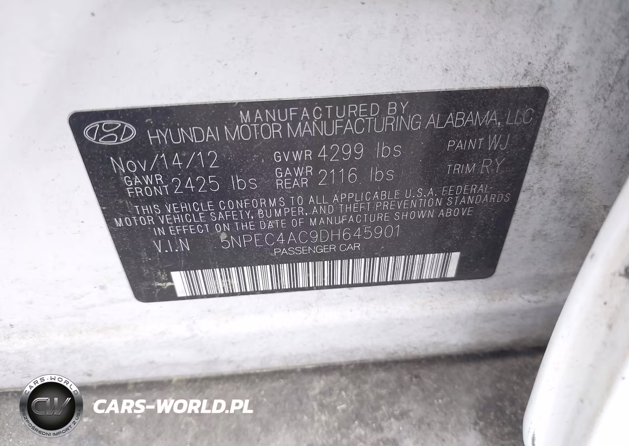 2013 Hyundai Sonata Limited VIN:5NPEC4AC9DH645901 - 9