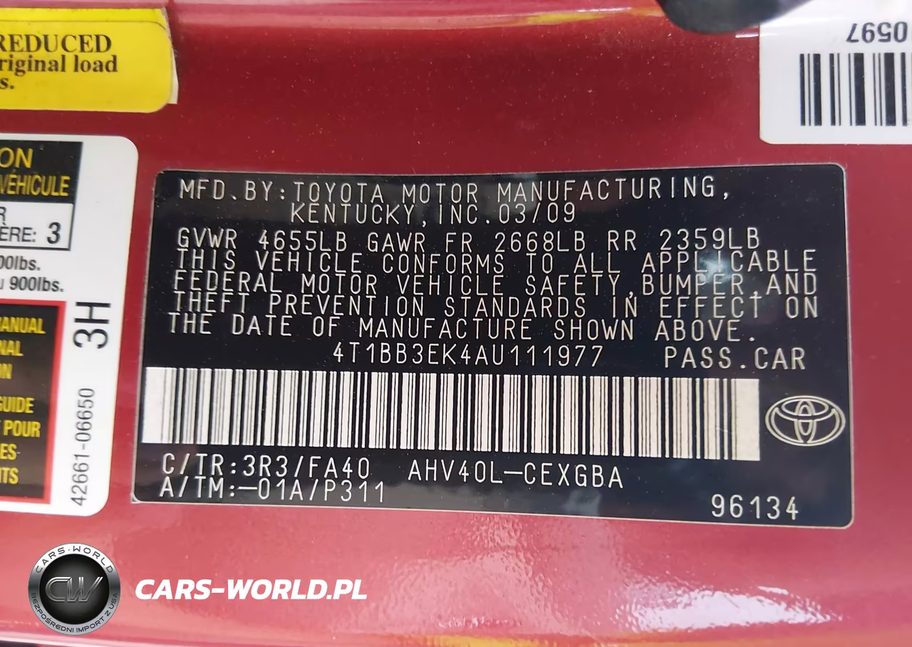 2010 Toyota Camry Hybrid VIN:4T1BB3EK4AU111977 - 9