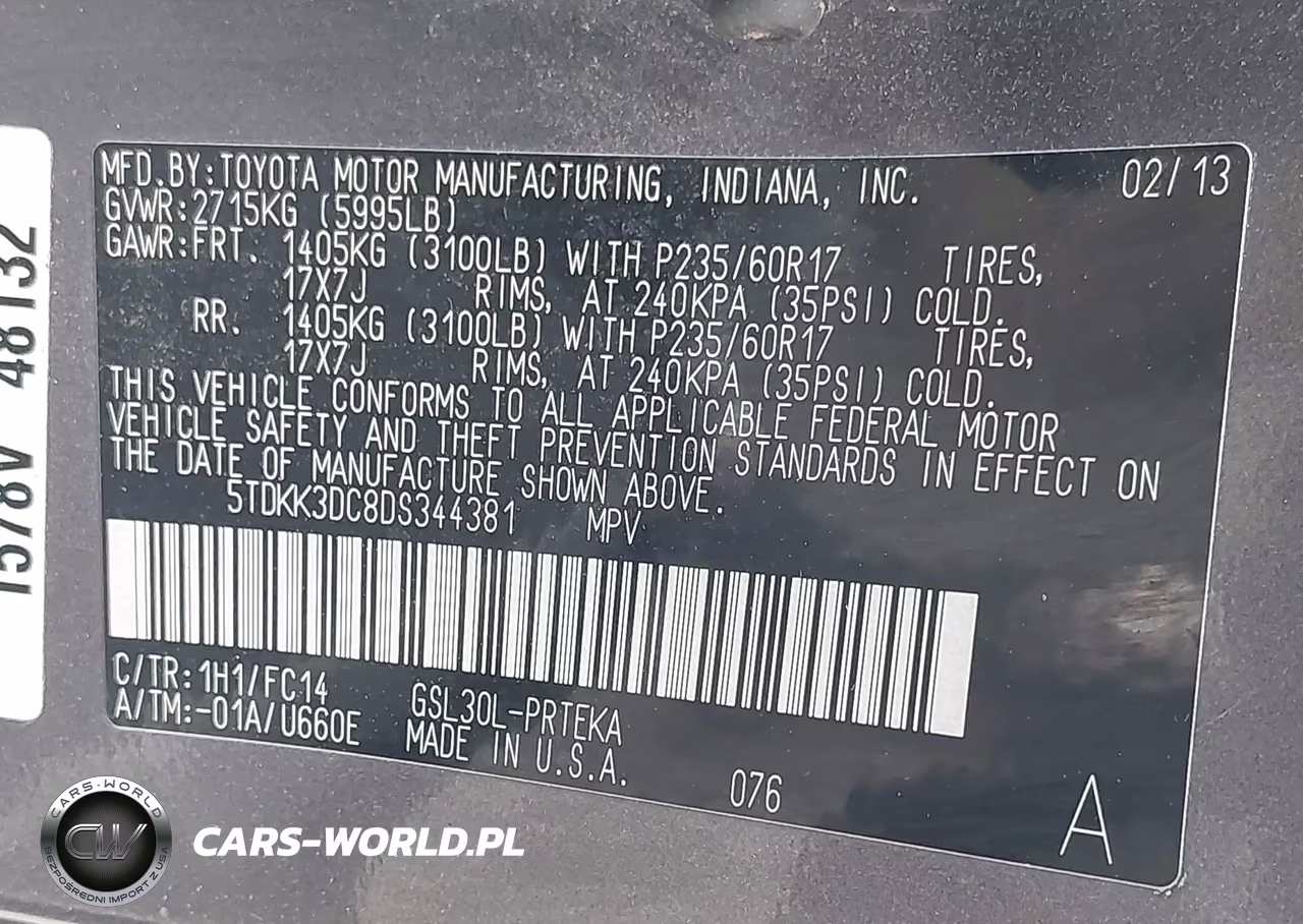 2013 Toyota Sienna Le V6 8 Passenger VIN:5TDKK3DC8DS344381 - 9