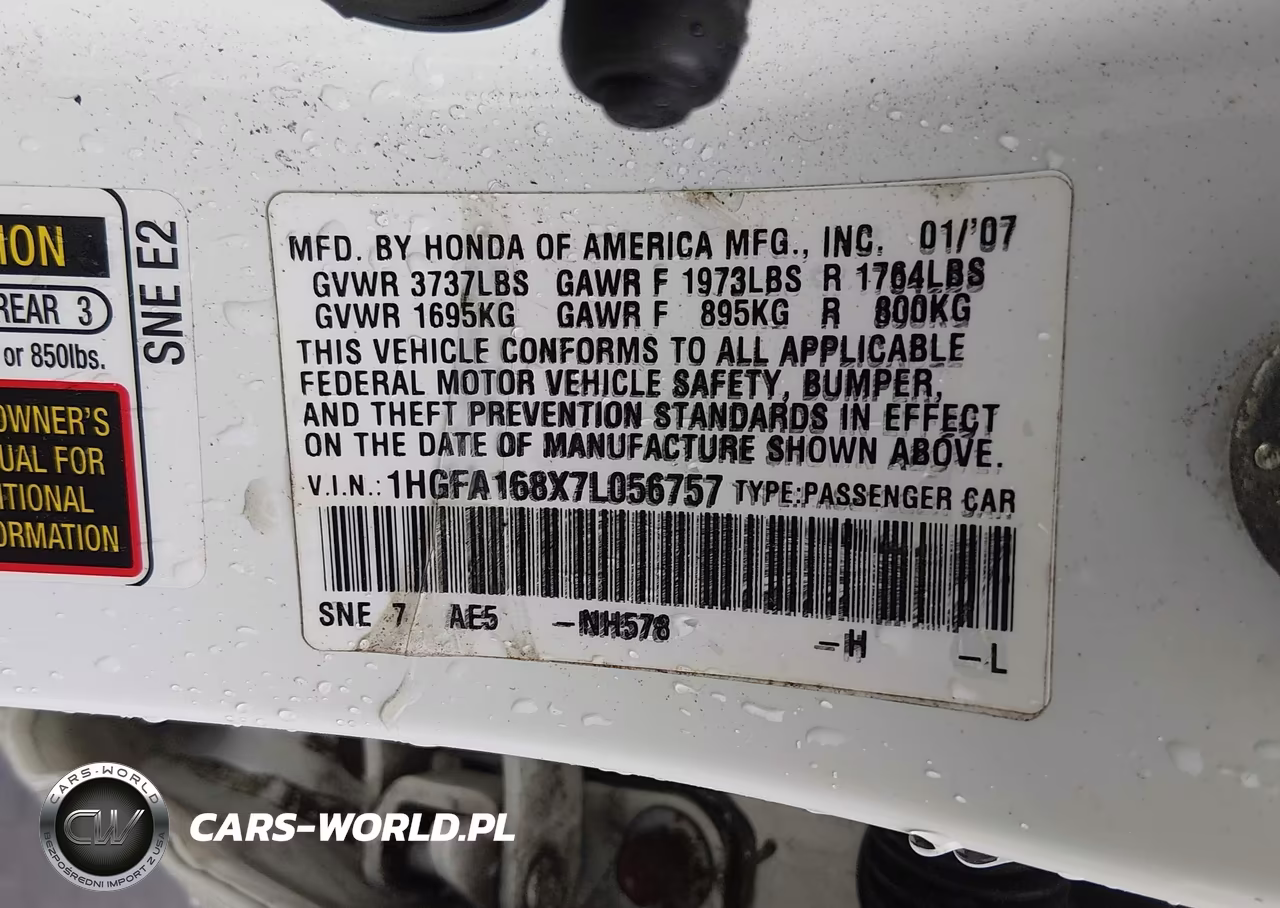 2007 Honda Civic Ex VIN:1HGFA168X7L056757 - 9